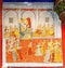 Scenic Ancient Architectural Mural Wall Paintings Decorations inside the City Palace of Udaipur, Rajastan Region of India