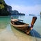 Scenic Andaman Sea islands and longtail boat of Thailand. Generative AI