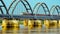 Scenic Arch Railway bridge across the Godavari river in Rajahmundry, Andhra Pradesh, India, Asia