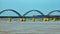 Scenic Arch Railway bridge across the Godavari river in Rajahmundry, Andhra Pradesh, India, Asia