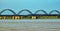 Scenic Arch Railway bridge across the Godavari river in Rajahmundry, Andhra Pradesh, India, Asia