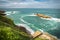 Scenic atlantic coastline in colorful amazing seascape, Biarritz, Basque Country,