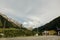 Scenic austrian landscapeAlpine road, motorways. ountains of the alps. Mountain road in the background