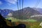 Scenic autumn landscape of the Austrian Alps from the Krippenstein Dachstein cable car.