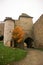 Scenic autumn view of the entrance tower of Helfstyn castle, famous czech landmark
