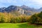 Scenic autumn view of picturesque Swiss Alps in Switzerland