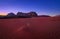 Scenic beautiful sunset in Wadi Rum desert, Jordan