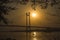 Scenic beauty at sunset, Bridge over ganga river, dusk time.