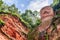 Scenic bottom view of the Leshan Giant Buddha, China