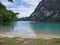 Scenic Braies Lake in Italian Alps Mountains, Italy