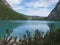 Scenic Braies Lake in Italian Alps Mountains, Italy