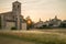 Scenic church near Luberon village during morning time