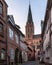 Scenic cityscape of Luneburg's historic old town in Lower Saxony, Germany