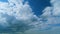 Scenic Cloudy Sky With Different Types Of Clouds. Different Layers Of Clouds In Blue Sky. White And Blue Colors