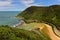 Scenic coastal landscape along Great Ocean Road as viewed from Teddy`s Lookout in Victoria