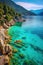 scenic coastal view with vibrant turquoise water