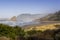 Scenic coastline landscape in morning mist