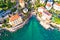 Scenic coastline of Opatija and Lungomare seaside walkway aerial view