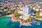 Scenic coastline of Opatija and Lungomare seaside walkway aerial view