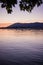 Scenic colorful sunset on atlantic ocean above jaizkibel mountain in hendaye, basque country, france