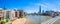 Scenic colorful Thames river waterfront in London panoramic view