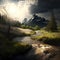 A Scenic Composition: Mountains, Woods, Streams, Meadows, Sunlight, Clouds, and Interplay of Light and Shadow in spring.