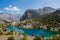 Scenic crystal lake in Fan mountains in Pamir, Tajikistan