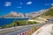 Scenic Dalamtian road by the sea in Omis view