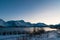 Scenic dawn during polar night at near Lyngseidet village, Norway