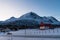 Scenic dawn during polar night at near Lyngseidet village, Norway