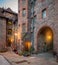 The scenic Dean Village in the evening, in Edinburgh, Scotland.