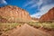 Scenic dirt road in the Capitol Reef National Park, USA.