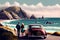 Scenic Drive Along the Coast Back View (Generative AI)