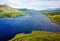 Scenic drive at Connemara National Park aerial shot in Ireland