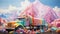 Scenic Drive: Pastel-Colored Truck Journeying Through the Mountains