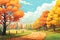 A scenic drive through tree lined country roads vector fall background