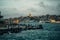 Scenic evening view of people taking a stroll along the shoreline of the sea in Istanbul, Turkey