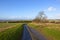 A scenic farm track in a winter landscape