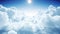 Scenic Flight Through the Beautiful Clouds with the Shining Bright Sun Daylight Seamless. Flying Above the Realistic