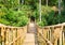 Scenic footbridge made from rope and bamboo