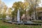 A scenic fountain in the centre of Zrinjevac park during beautiful autumn season, Zagreb, Croatia