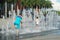 Scenic fountain facilities, children are happy to play