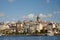 Scenic of the Galata district and Galata Tower on the north side of the Golden Horn in Istanbul, Turkey.