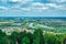 Scenic German landscape at Weserbergland. View from Emperor William Monument Wittekindsberg near the city of Porta Westfalica,