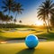 Scenic Golf Course with Palm Trees and Blue