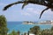 The scenic Greek coastline and seascape overlooks Cape Sani and