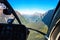 Scenic helicopter flight with view from cockpit, Milford Sound , Fiordland National Park, South Island, New Zealand