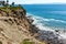 Scenic high angle horizontal shot of a rocky beach with an ocean view in San Pedro, California