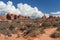 Scenic highway between Petrified Dunes and Fiery Furnace at Arches National Park Utah USA