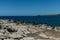 Scenic Honokahua bay vista with Dragon\\\'s Teeth rocks in the foreground on Maui, Hawaii